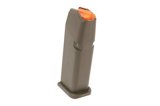 Glock 19 Factory 9mm Magazine 15 Round in OD Green is constructed of a durable polymer
